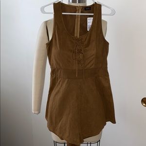 NWT Soft stretch suede lace-up romper